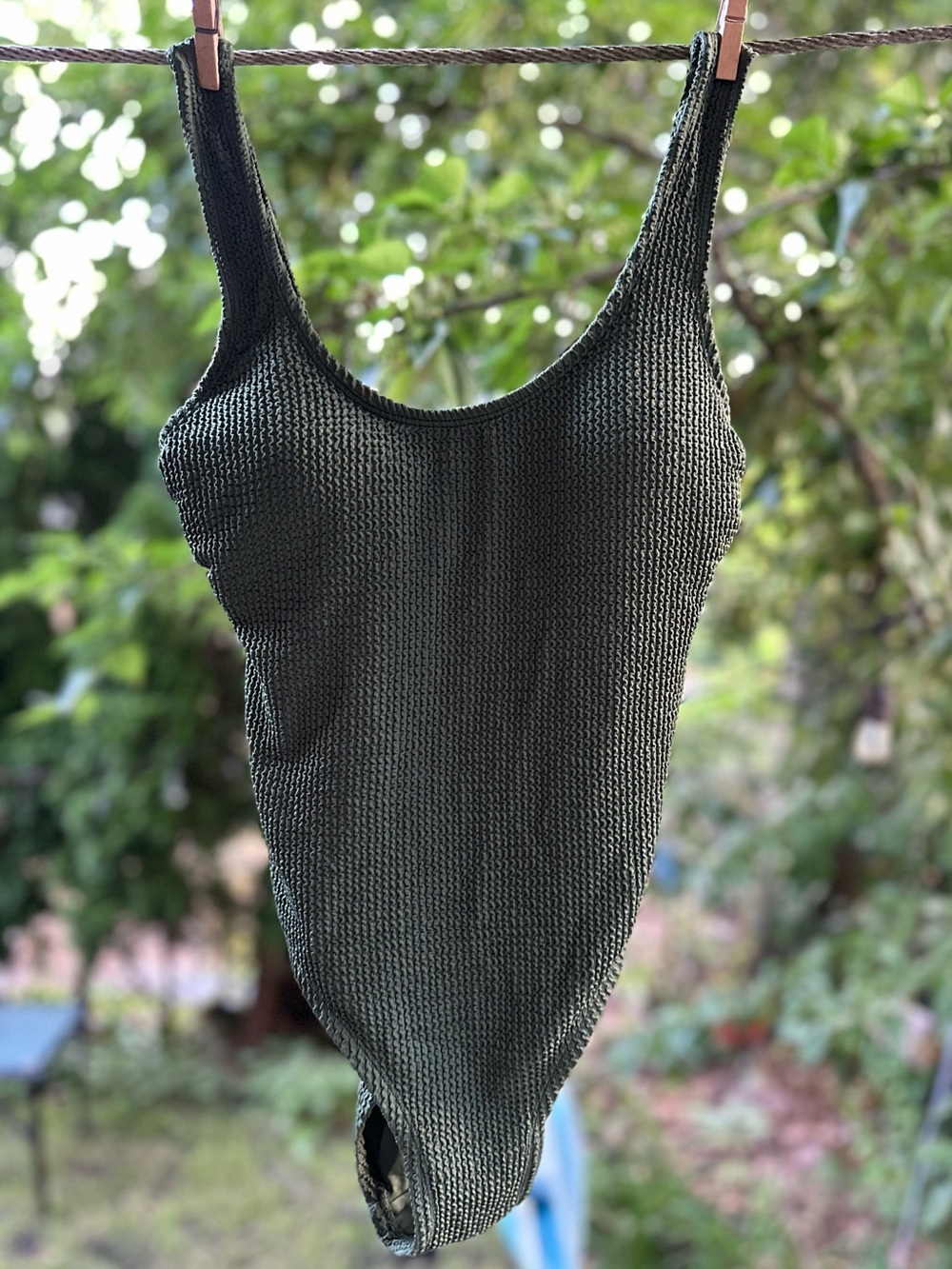 Lucky Brand Olive Green Textured One-Piece Swimsuit